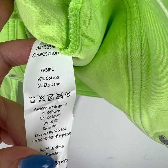 NWT Mistress Rocks Fathom Oversized Denim Jacket Neon Green Size Medium M NEW - Picture 8 of 12